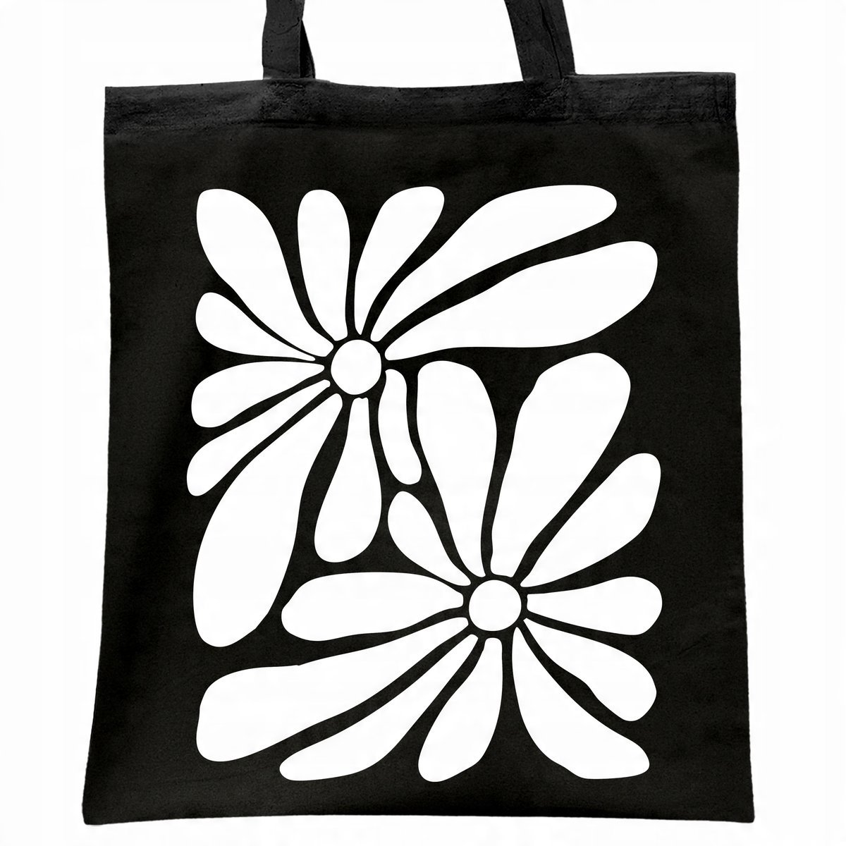 Torba bawełniana czarna na zakupy Kwiaty Abstrakcja