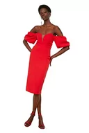 Sukienki - Trendyol Damska sukienka midi z odsłoniętymi ramionami, Czerwony, 64 - miniaturka - grafika 1