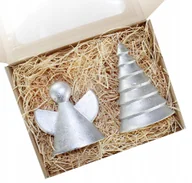 Świece - Świece świąteczne prezent choinka anioł art srebrn - miniaturka - grafika 1