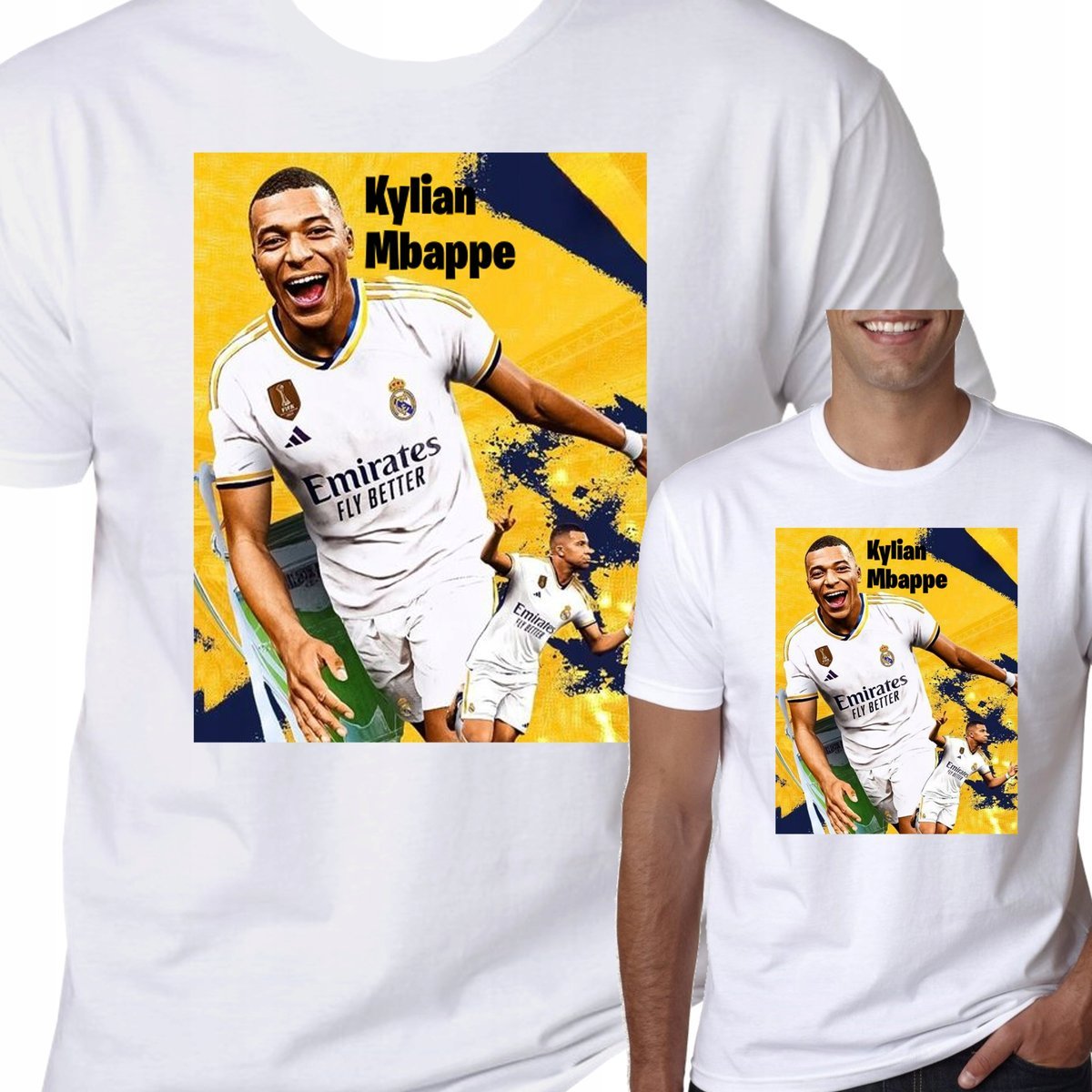 KOSZULKA MĘSKA KYLIAN MBAPPE REAL MADRYT FRANCJA PREZENT BAWEŁNA L 3363