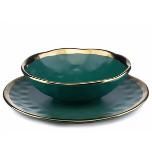 Zestaw Obiadowy 2 Talerzy Lissa Green Gold - Talerze - miniaturka - grafika 1