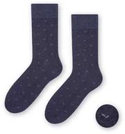 Skarpetki damskie - Skarpety garniturowe wzorowane bezszwowe z delikatnym ściągaczem art.056 Steven melanż jeans - miniaturka - grafika 1