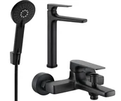 Zestawy baterii łazienkowych - Mexen Lynx R40 zestaw wannowy, czarny - 745913R40-70 - miniaturka - grafika 1