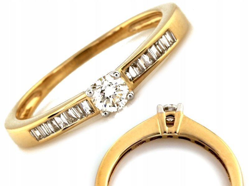 Elegancki złoty pierścionek 585 14kt zaręczynowy z brylantami 0.30 ct 2.45g