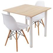 Stoły z krzesłami - Zestaw stół Lugano 80 sonoma i 2 krzesła Milano białe - miniaturka - grafika 1