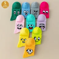 Skarpetki damskie - TEMU 5- Uniseks Skarpetki z Nadrukiem Kreskówkowym do Połowy Łydów - 95% Poliester, 5% Spandex, Oddychające i Wygodne, Różne Kolory, Tylko Pranie - miniaturka - grafika 1