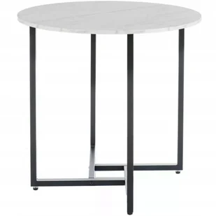 Stół Okrągły Alto II fi80 cm Biały Efekt Marmuru/Czarny Nowoczesny Salon - Stoły - miniaturka - grafika 1