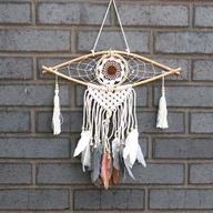 Wyposażenie pokoiku dziecięcego - Ochronny Dreamcatcher - Makrama - Evil Eye brązowy - miniaturka - grafika 1