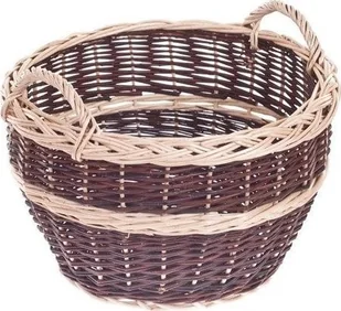 WickerPL Wiklinowy kosz ogrodowy okrągły z uchwytami pojemnik wiklinowy osłonka na doniczkę 50 H32 cm - Donice - miniaturka - grafika 1