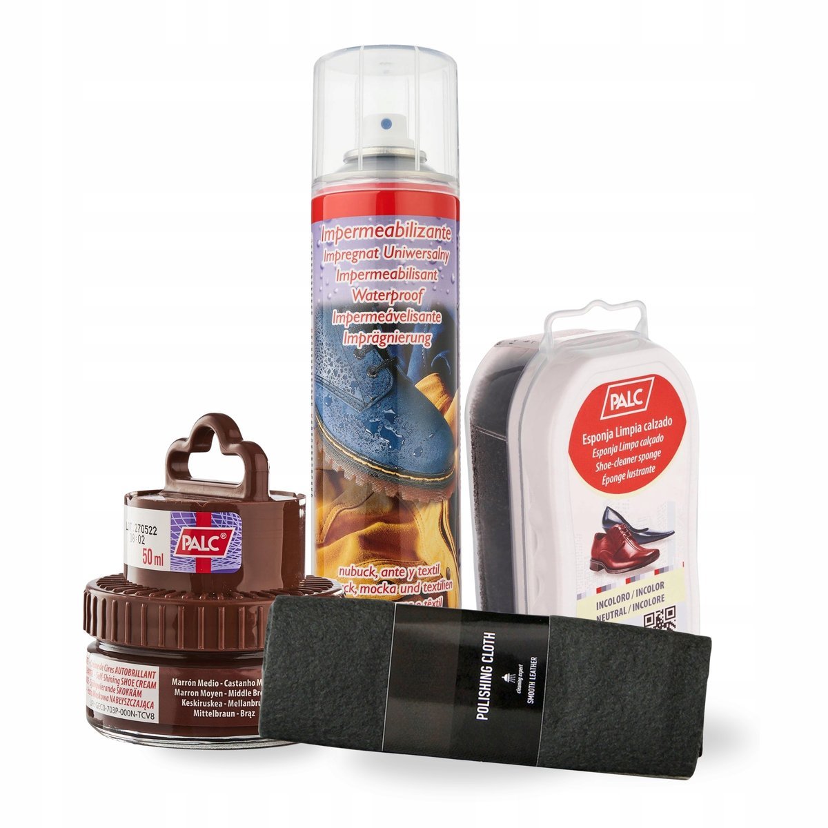 Pasta do Butów Średni Brąz Impregnat Czyścik i Szmatka Palc Zestaw 4w1
