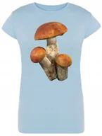 Koszulki i topy damskie - T-Shirt damski nadruk Kozaki Czerwone Grzybki L - miniaturka - grafika 1
