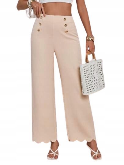 SHEIN SPODNIE ELEGANCKIE BEŻOWE DŁUGIE 36 ŁWT