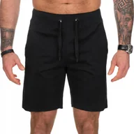 Spodenki męskie - KRÓTKIE SPODENKI DRESOWE SHORTY BAWEŁNIANE SPORTOWE NA WF CZARNE ROZM - L - miniaturka - grafika 1