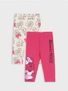Spodnie i spodenki dla dziewczynek - Sinsay - Legginsy Myszka Minnie 2 pack - różowy - miniaturka - grafika 1