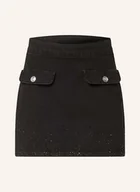 Spódnice - Liu Jo Spódnica Jeansowa Z Ozdobnymi Kamykami schwarz - miniaturka - grafika 1