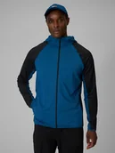 Bluzy męskie - 4F Bluza trekkingowa regular z kapturem męska - turkusowa XXL - miniaturka - grafika 1