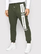 Spodnie sportowe męskie - Alpha Industries Spodnie dresowe Defense 198372 Zielony Regular Fit - miniaturka - grafika 1