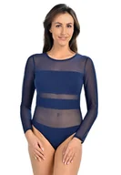 Bielizna nocna - Body damskie z siateczką Stripy niebieskie, Teyli - miniaturka - grafika 1