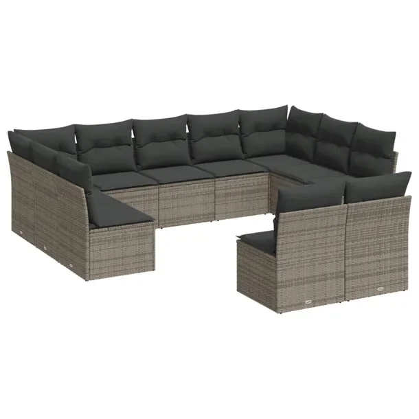Zestaw wypoczynkowy rattan PE szary 9s+2n+11ps+13po