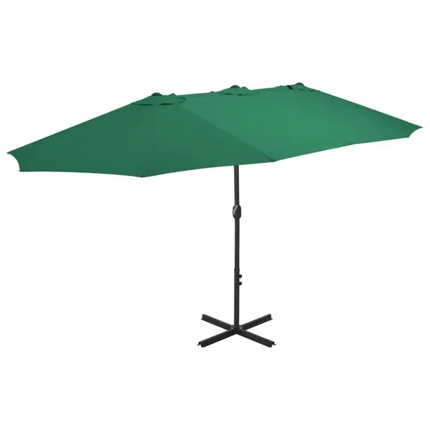 Podwójny parasol ogrodowy zielony 460 x 270 x 246 cm z mechanizmem korbkow