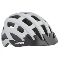 Kaski rowerowe - Lazer Compact DLX kask rowerowy LED siatka na owady czerwony biały mat - miniaturka - grafika 1