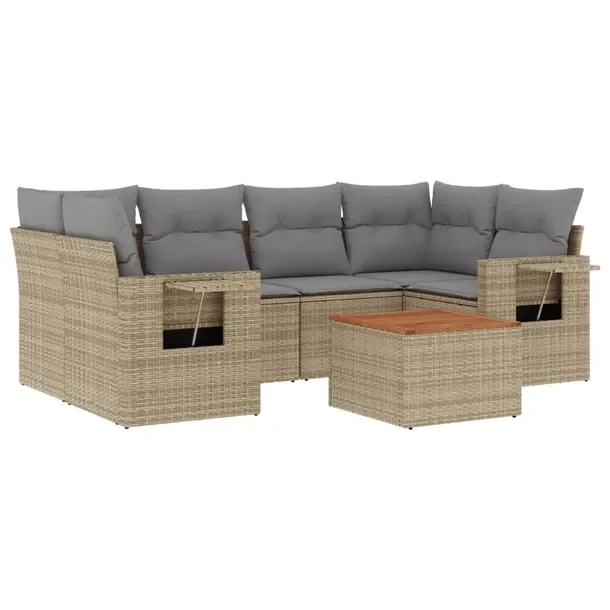 Zestaw mebli ogrodowych modułowych beżowy rattan PE 62 x 62 x 69 cm