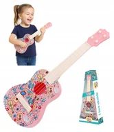 Instrumenty muzyczne dla dzieci - Ukulele Zabawkowe Różowe W Wzory Nauka Gry Na Instrumencie Muzycznym - miniaturka - grafika 1