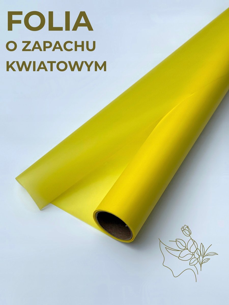Matowa folia do pakowania o zapachu róży 50cmX9m Żółty, 601