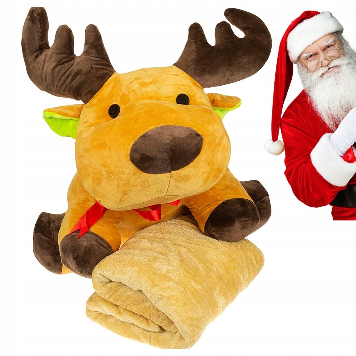 MASKOTKA Z KOCEM poduszka 3w1 kocyk maskotka renifer mega miękka na święta