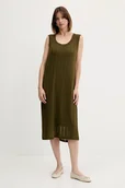 Sukienki - Sisley sukienka kolor zielony midi prosta 41WELV07D - miniaturka - grafika 1