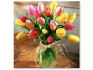 Zabawki kreatywne - Haft Diamentowy, Obraz, Mozaika Diamentowa Diamond Painting, Bukiet Tulipanów 30X30Cm - miniaturka - grafika 1