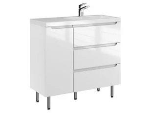 Szafka Stojąca Z Umywalką ETH 90 cm D Prawa - Biały Wysoki Połysk - Szafki łazienkowe - miniaturka - grafika 1