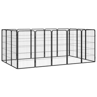 vidaXL Kojec dla psa, 16 paneli, czarny, 50x100 cm, stal - Sprzęt podróżny i transportery dla psów - miniaturka - grafika 1