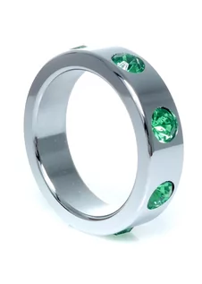 Pierścienie erekcyjne - Boss Series Boss Series Metal Ring Green Diamonds L - Metalowy pierścień erekcyjny - grafika 1