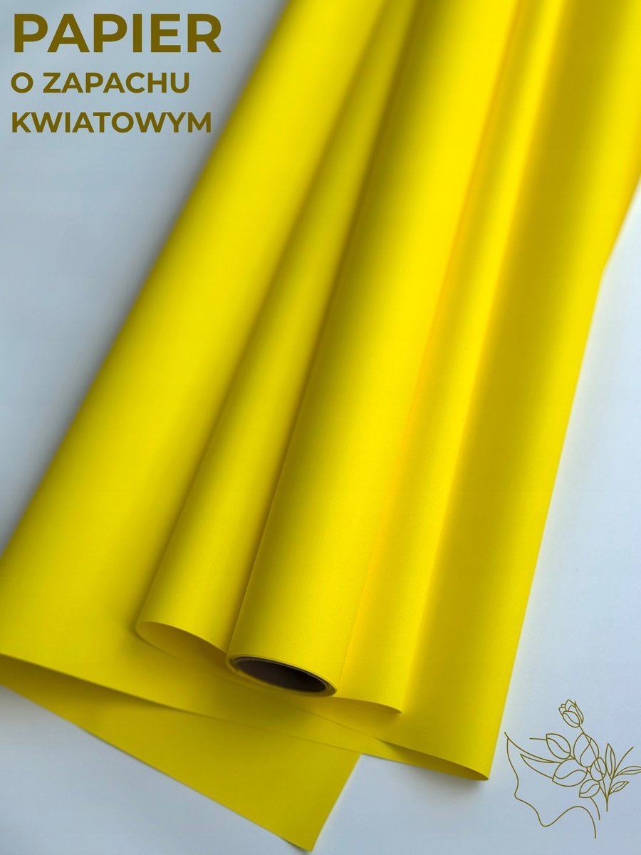 Papier florystyczny do pakowania satynowy 50cmX9m Zółty