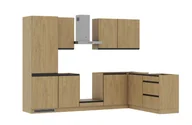 Meble kuchenne - Zestaw Mebli Kuchennych Bari Plus Prawy 280X180 Cm Płyta Laminowana Dąb Kamienny Cichy Domyk Blum - miniaturka - grafika 1