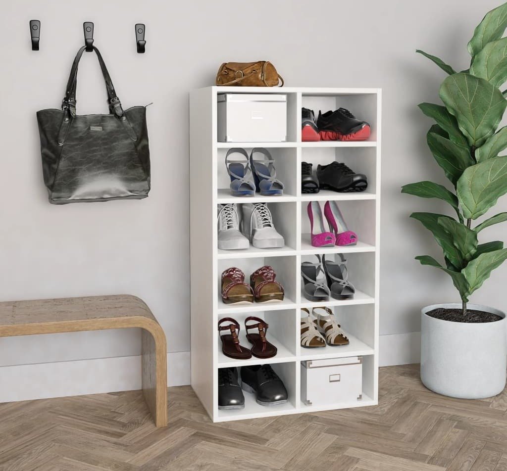 Stojak na buty Biały 54x34x100,5 cm Materiał drewnopochodny