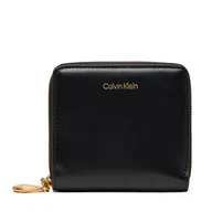 Portfele - Mały Portfel Damski Calvin Klein Hardware Square Zip Around LV04F1044G Czarny - miniaturka - grafika 1