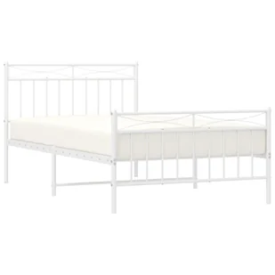 Metalowa rama łóżka z wezgłowiem i zanóżkiem, biała, 107x203 cm Lumarko! - Łóżka - miniaturka - grafika 2