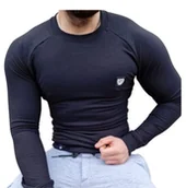 Bluzy sportowe męskie - Bluza męska elastyczna czarna z logo na piersi Furia - miniaturka - grafika 1