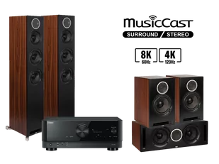 Kino domowe Yamaha RX-V6A (czarny) + Debut Reference F5 (czarny/drewno) + B6 (czarny/drewno) + C5 (czarny/drewno) - Kino domowe - miniaturka - grafika 1