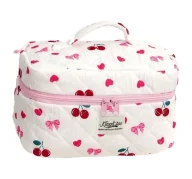Kosmetyczki, organizery i kuferki - eCarla pikowana kosmetyczka kuferek w serca i wiśnie KS150 - miniaturka - grafika 1