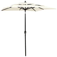 Parasole ogrodowe - vidaXL 3-poziomowy parasol na aluminiowym słupku, piaskowy, 2x2 m 313844 - miniaturka - grafika 1