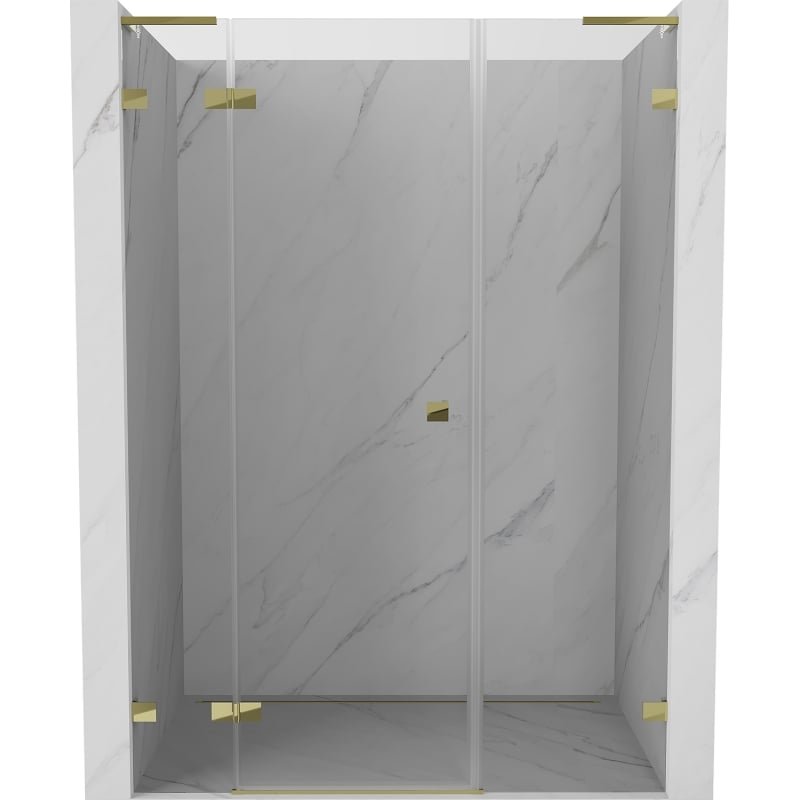 Mexen Lunar L drzwi prysznicowe uchylne lewe 155 cm, transparent, złote - 834SL-155-050-50-00-L