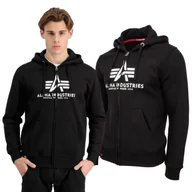 Odzież taktyczna i umundurowanie - Bluza rozpinana z kapturem Alpha Industries Basic 178325 03 - Czarna - miniaturka - grafika 1