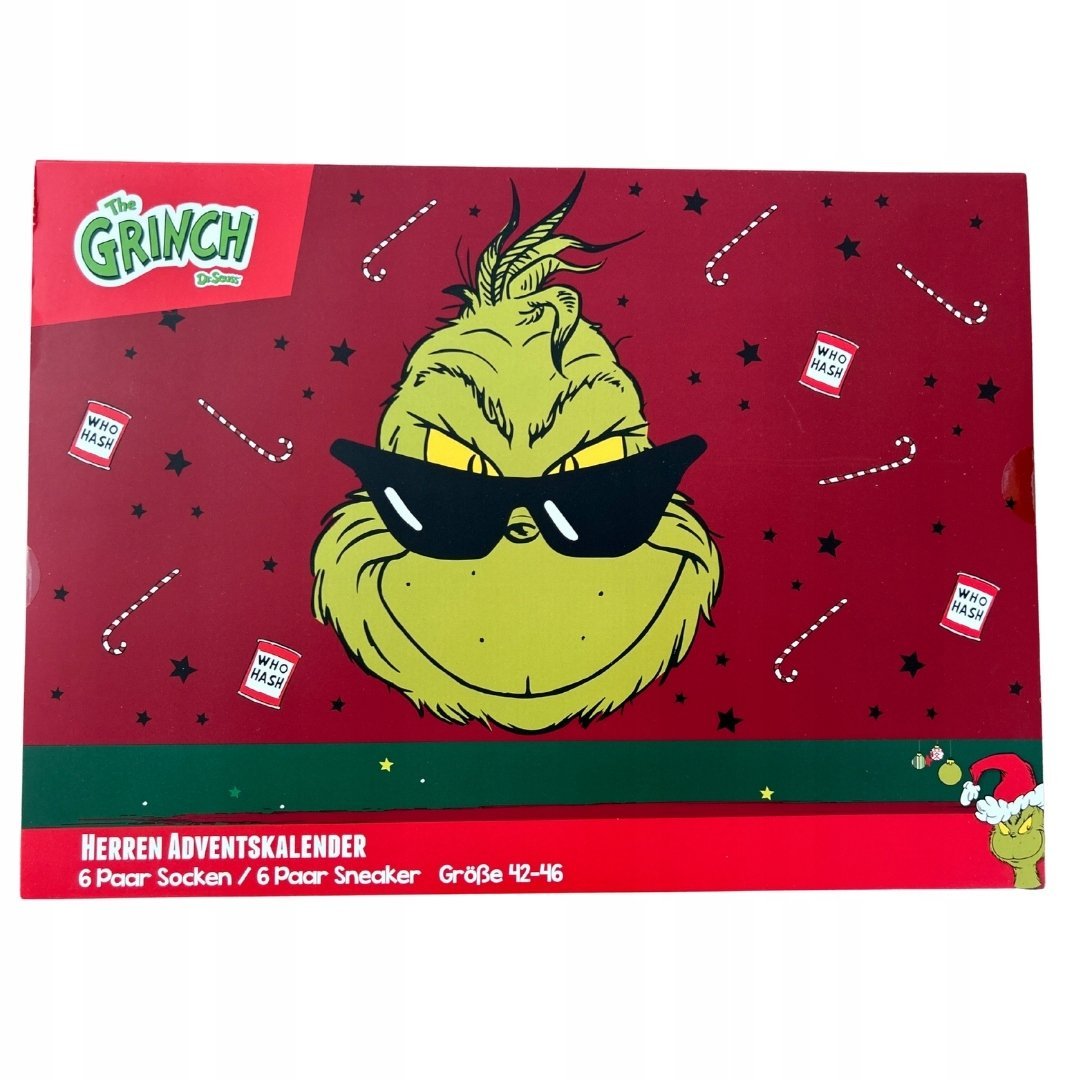 Kalendarz adwentowy ze skarpetkami GRINCH (12 par) 42-46
