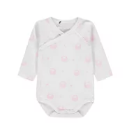 Body dla niemowląt - Body dziewczęce kopertowe długi rękaw, białe z różowym nadrukiem, Bellybutton - miniaturka - grafika 1