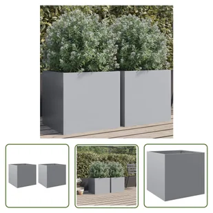 The Living Store Donice - 2 szt. - srebrne - 42x40x39 cm - stal galwanizowana - Doniczka - Donice The Living Store Donice - 2 szt. - srebrne - 42x40x39 cm - stal galwanizowana - Doniczka - Donice - miniaturka - grafika 1