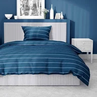 Pościel - Pościel satynowa 140 x 200 cm Home Satin, niebieska w paski - miniaturka - grafika 1