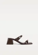 Sandały damskie - Stradivarius Sandały na obcasie z metalowym elementem BRĄZOWY 35 - miniaturka - grafika 1